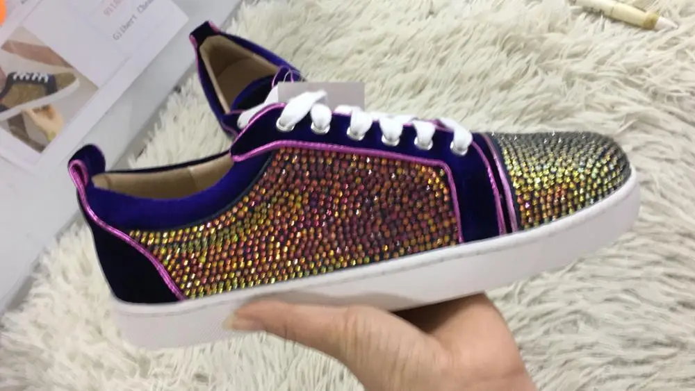 Brand New Suede Men's Casual Flats Shoes Crystal Low Top Round Toe Lace Up Leisure Style Designers Mixed Color Chaussures Male | Обувь