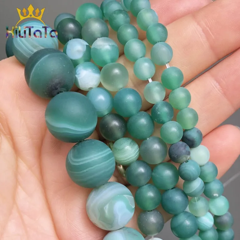 Блестящие матовые зеленые полосатые бусы из камня Агата бриллиантовый браслет