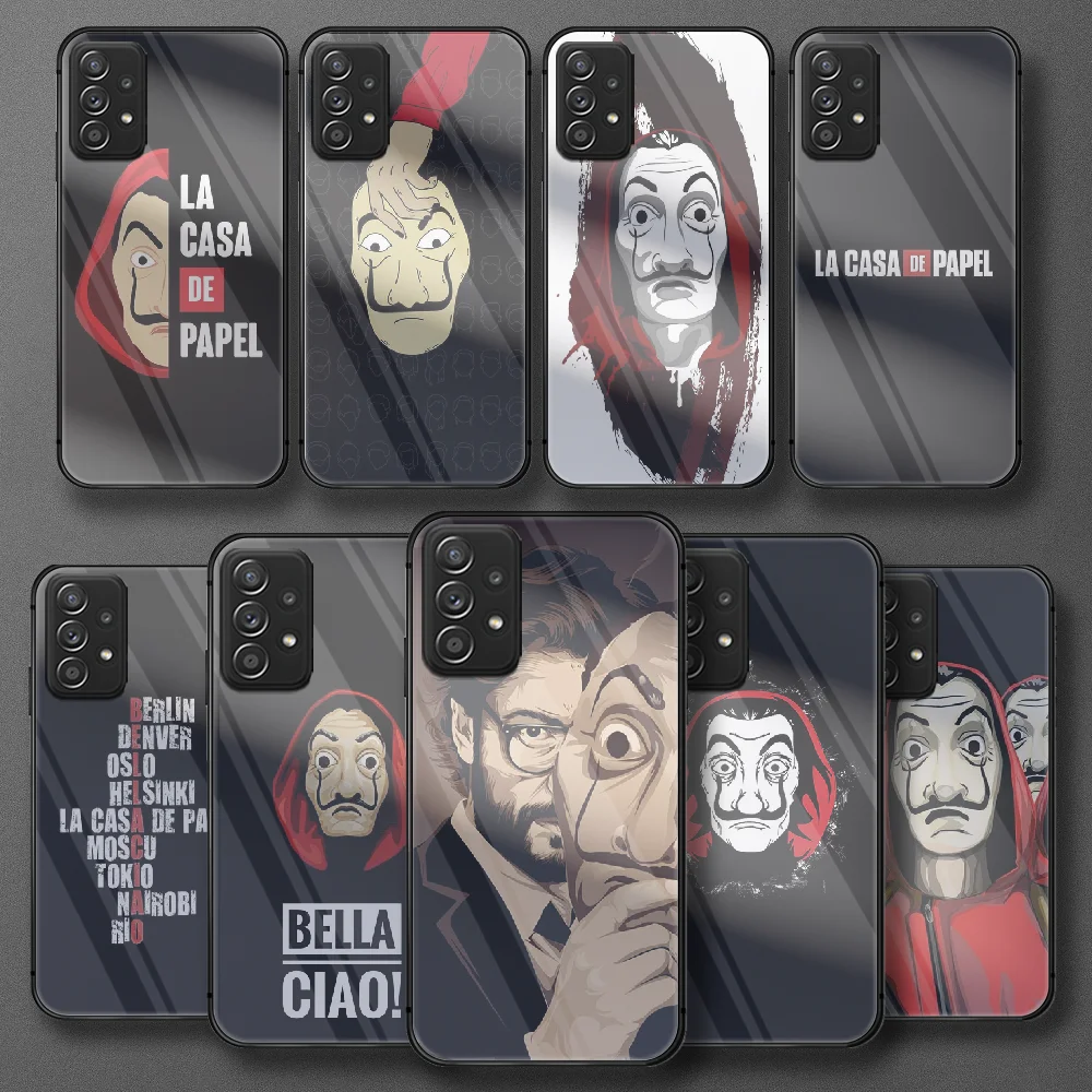 

Money Spain TV Heist Tempered Glass Phone Case For Samsung Galaxy Note S 8 9 10 20 21 E FE Plus Ultra Cover Cell