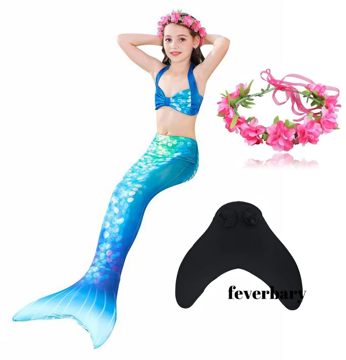 3 шт./компл. купальный костюм русалки для девочек детское пляжное бикини Костюм