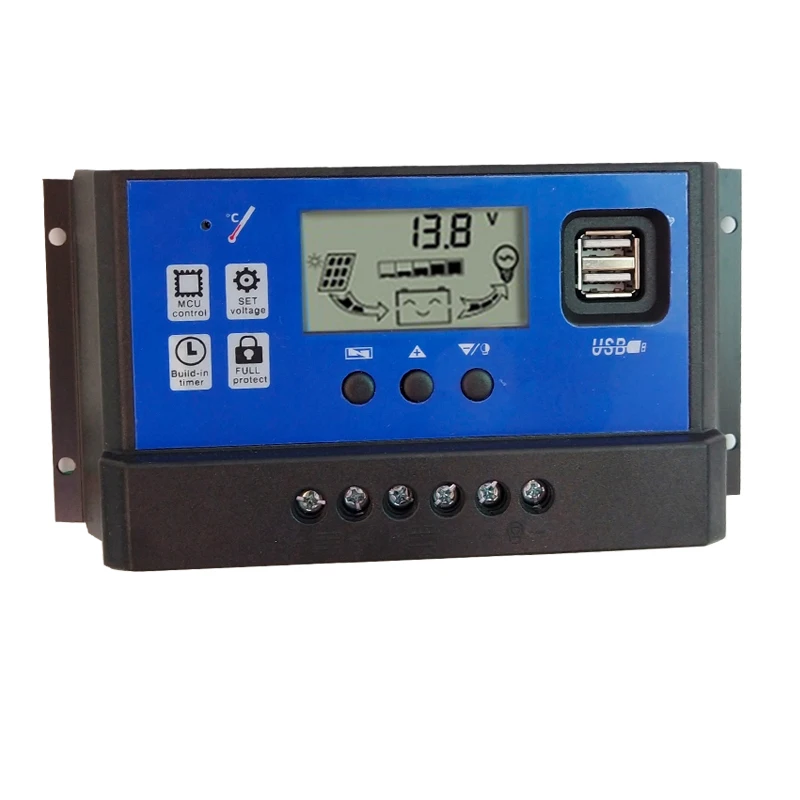PWM 60A/50A/40A 12V 24V автоматический Солнечный контроллер 60A lcd солнечное зарядное устройство с двойным USB выходом солнечный регулятор PV для PV системы