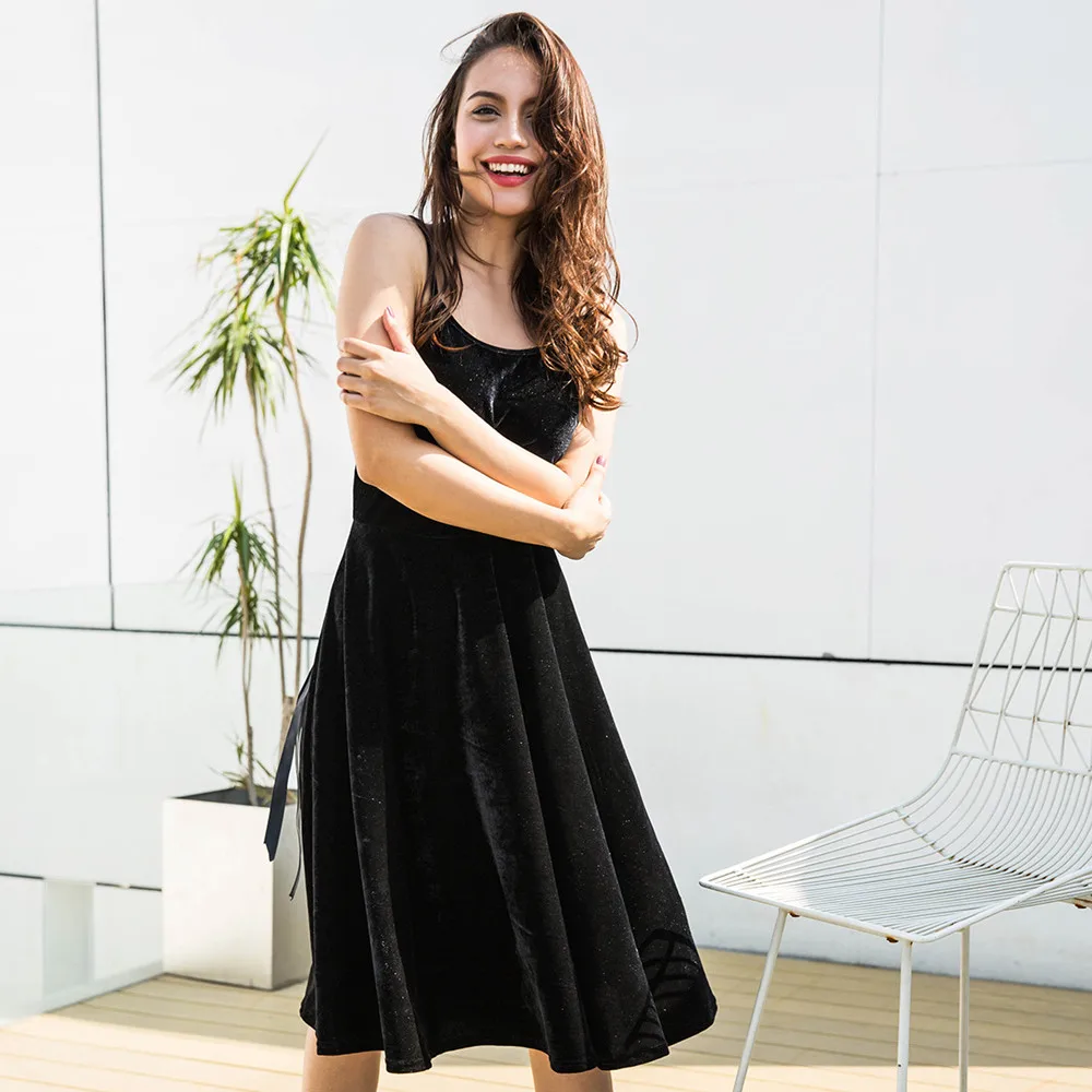 сарафан женский летний бархатное платье с открытой спиной платья больших