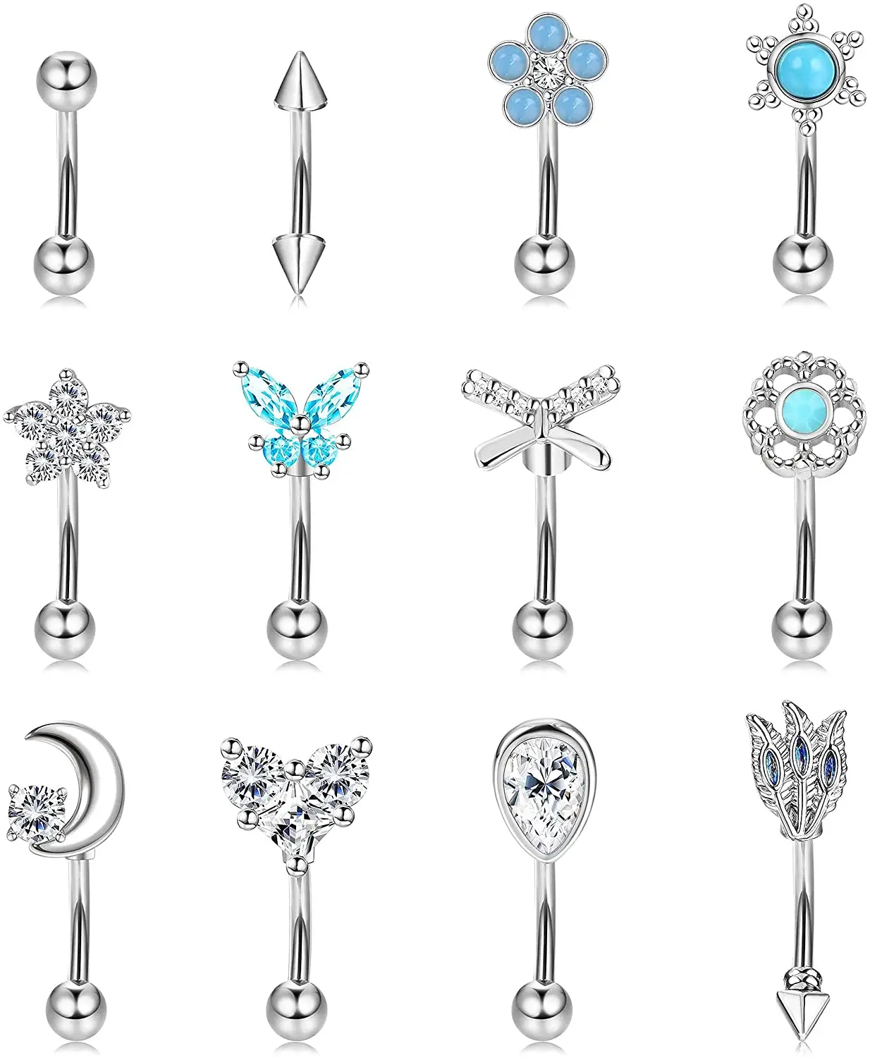 1 шт. серьги гвоздики из нержавеющей стали для пирсинга живота и губ 16 г|Украшения