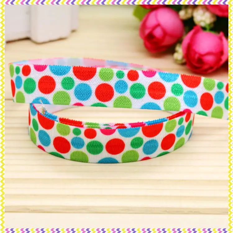 DHK 5/8'' 5yards Fold Elastic FOE christmas polka printed headband headwear hair band diy decoration OEM Wholesale E104 | Дом и сад