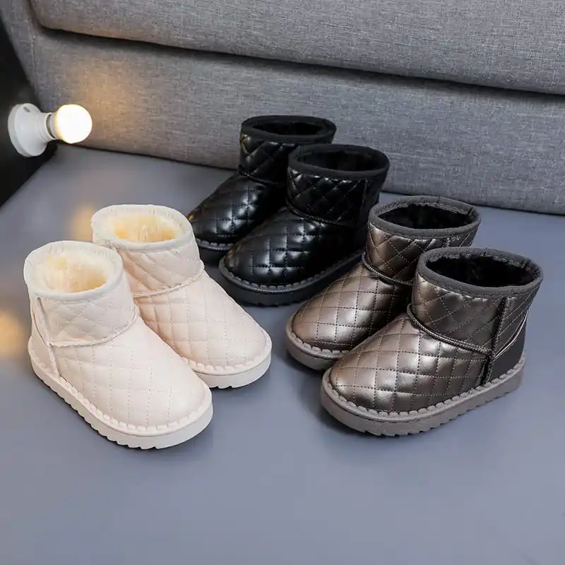 New Diamond Lattice Boots Winter Girls Boots High Quality Kids Shoes Children Boots Warm Mouton Boots Girls Shoes Size 26-37 enlarge