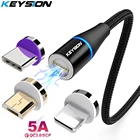 KEYSION 5A Магнитный кабель Micro USB кабель для samsung TypeC провод для быстрой зарядки для Xiaomi huawei для iPhone Магнитный Кабель зарядного устройства