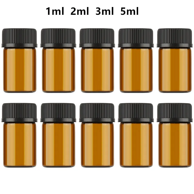 100 шт. Высокое качество 1 мл/2 мл/3 мл/5 мл сливное Янтарное стекло бутылка эфирного