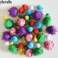 50pcs mix glitter pompom tinsel multicolor pom pom crafts material christmas tree decoration creative activity items diy oem