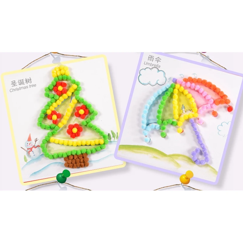 

Children Toys Educational Kids Crafts and Arts Soft Round Fluffy Craft Pompoms Ball Colorful DIY Craft Decoration