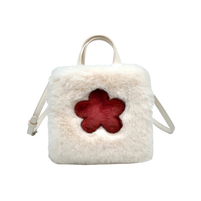 

Cute plush small bag women's bag new 2019 winter hundred girls one-shoulder sloping bag handbag tote fur bag