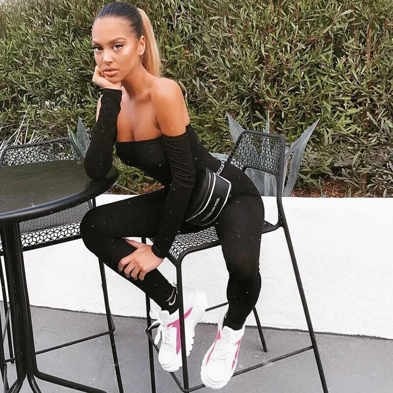 Модный женский комбинезон с длинным рукавом сексуальный Облегающий открытыми