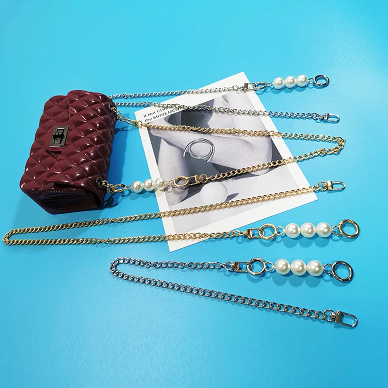 

Женская цепочка для сумок с жемчужинами, сменный кошелек на ремне через плечо с металлической цепочкой, аксессуар «сделай сам»