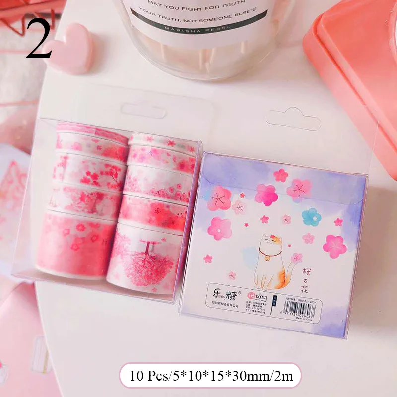 2 10 шт./компл. Kawaii Cat клейкая лента милый веселый лента Washi голубого океана декоративная клейкая лента для Скрапбукинг DIY Фотоальбом - Цвет: 2