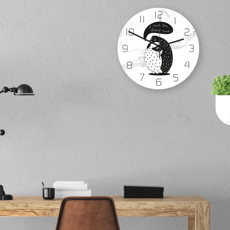 Милые дневные часы 12 дюймов Мультяшные для детской комнаты настенные бесшумный