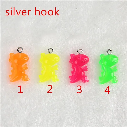 silver hook 30 шт. 19*13 мм Catoon динозавр Flatback Смола Кабошон разноцветные шармы для Кулон Серьги diy - Окраска металла: silver hook