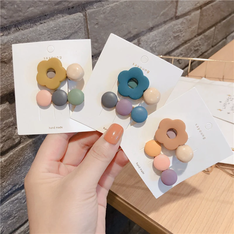 Мисм 2 шт./компл. Деревянный Цветочный Набор шпилек мод Девушки Карамельный цвет