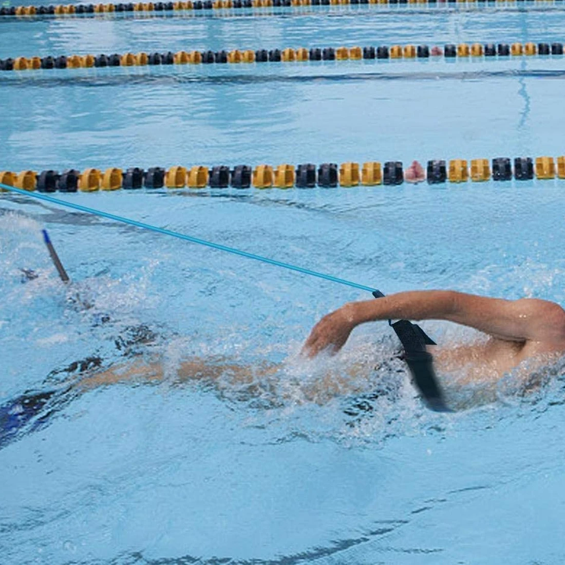 

4m Swim Training Belts Adjustable Resistance Elastic Safety Rope Swimming Exerciser Safety Rope Latex Tubes Swimming Pool Tools