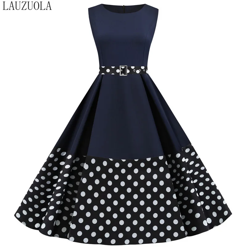 3XL размера плюс узор в горошек летнее платье для женщин винтажном стиле линия