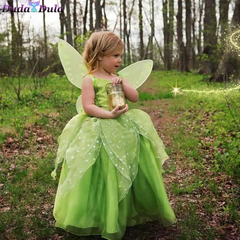 

Girls Flower Fairy Dress Up Kids Princess Fairies Fancy Dress With Wings Child Halloween Princess Costume Elves Party Clothes