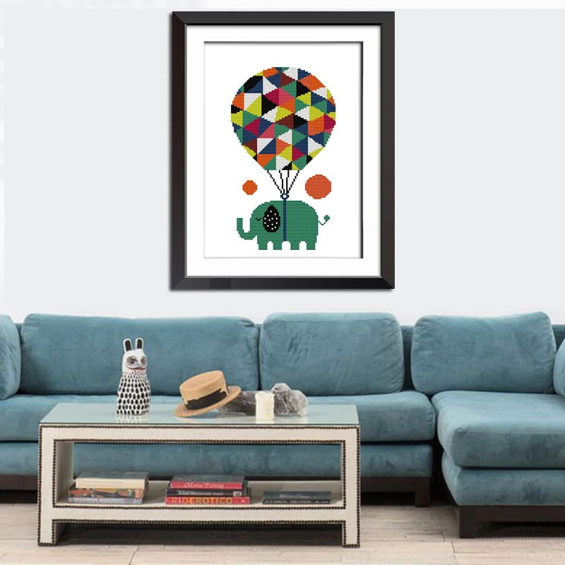 Милый мультяшный китайский слон Joy Sunday печатный узор вышивка крестиком Набор для