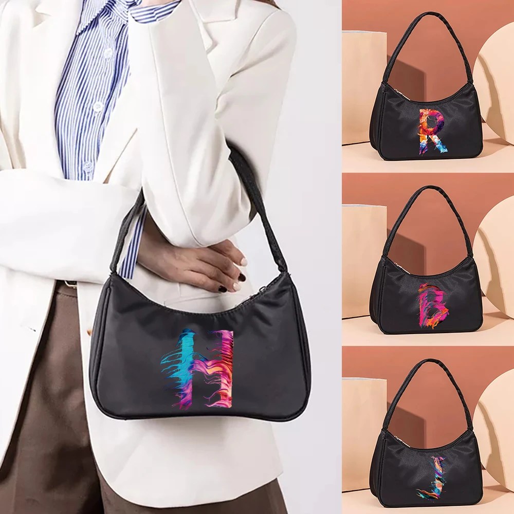 

Underarm Bags Tote Women Clutch Bag Crossbody Bags Shoulder Anime Paint Letter 26 Pattern Shopper Lipstick Bag Storage Handbag