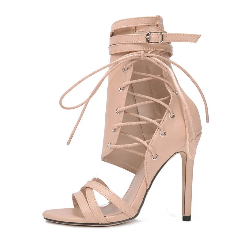 

Hot Women's Leather Sandals Roman Pole Dance Luxury Woman Sandal Summer Shoes Ladies Lace Up Heels Gladiator Tongue Shoes