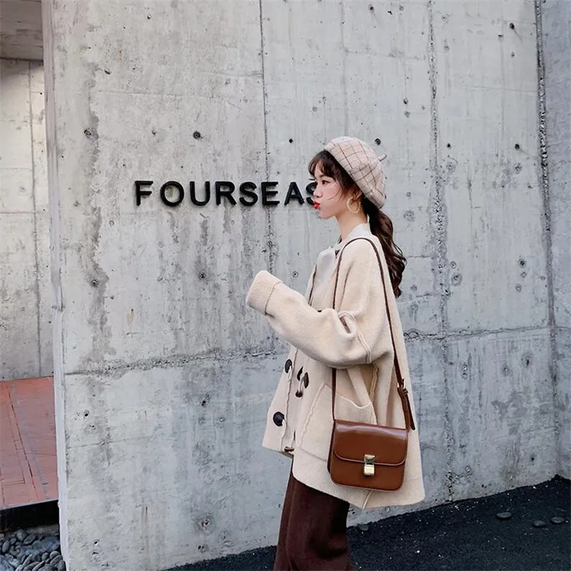 Sweater Cardigan Women's Loose Solid Color Long Sleeve Horn Buckle Spring and Autumn 2019 New Knitted Woolen Jacket Top |