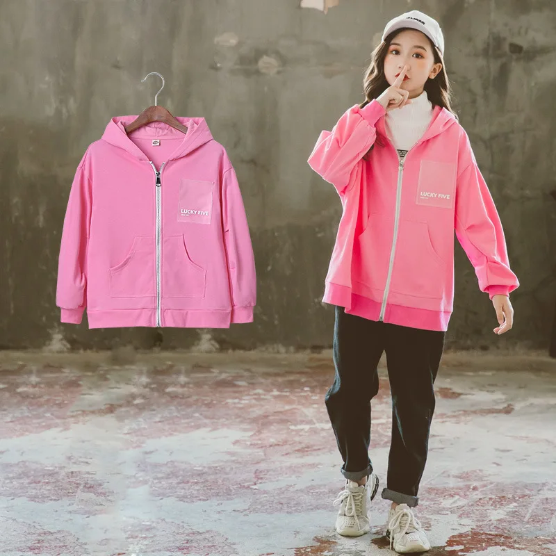 

Zipper 2pcs Clothes Suit Spring Summer Children Clothes Baby Girls Coat + Pants Kids Teenagers Outwear High Quality