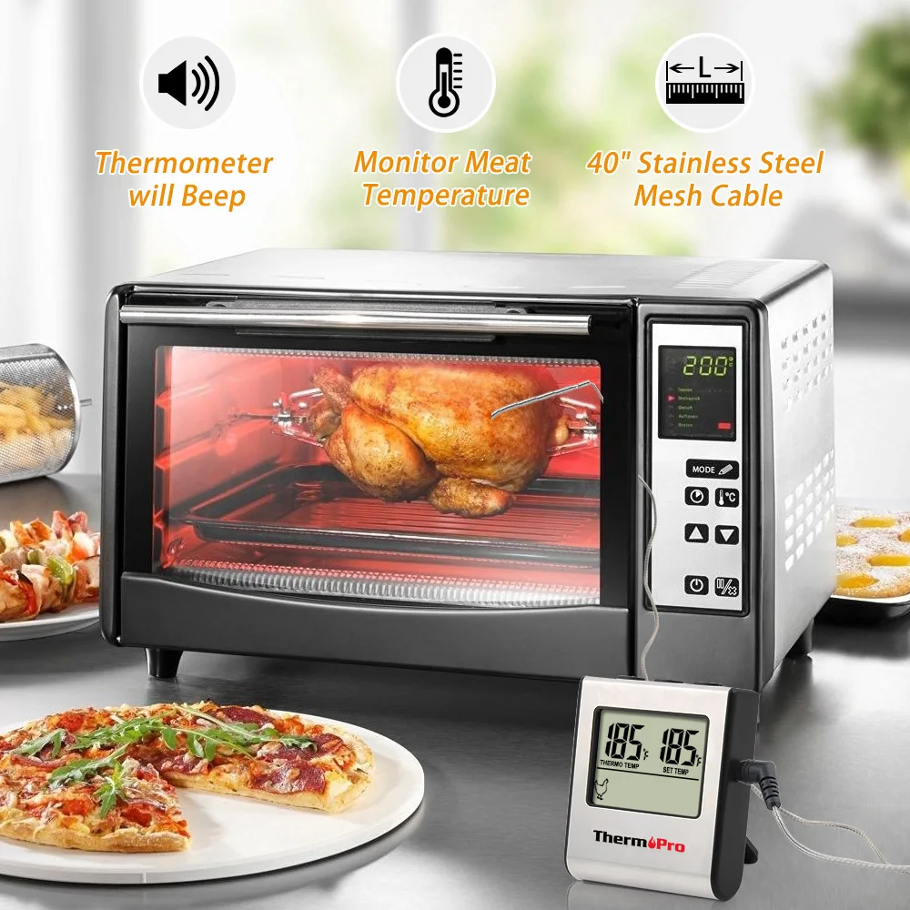 Thermopro TP16 ЖК-цифровой Кухонный Термометр для приготовления мяса для гриля, печи, курильщика, часы с таймером