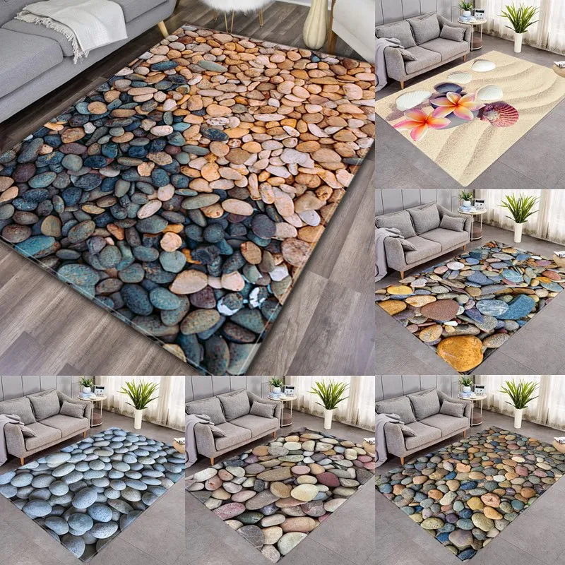 

3D Stone Printed Soft Flannel Large Carpet for Rooms Mats Hallway Antislip Kitchen Mat Big Floor Rugs Bedroom Decoration