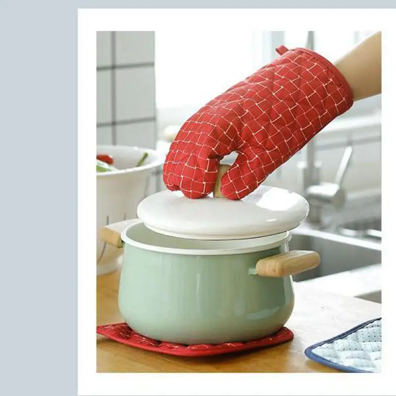 

1 Pair Kitchen Anti Scalding Pan Handle Heat Insulation Baking Microwave Oven Silicone Gloves Female Thickening High For Cooking