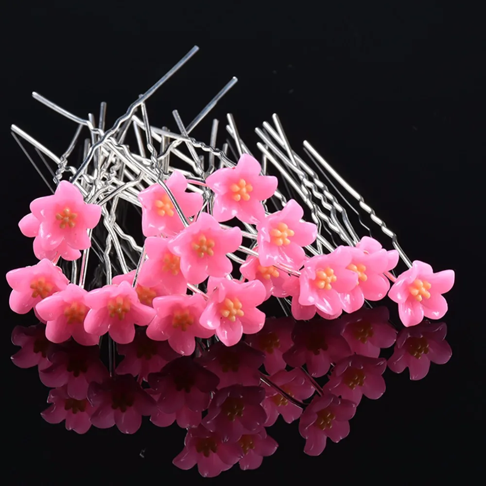 10 шт./компл. заколка для волос с цветами Свадебная женская кристаллами U-образная