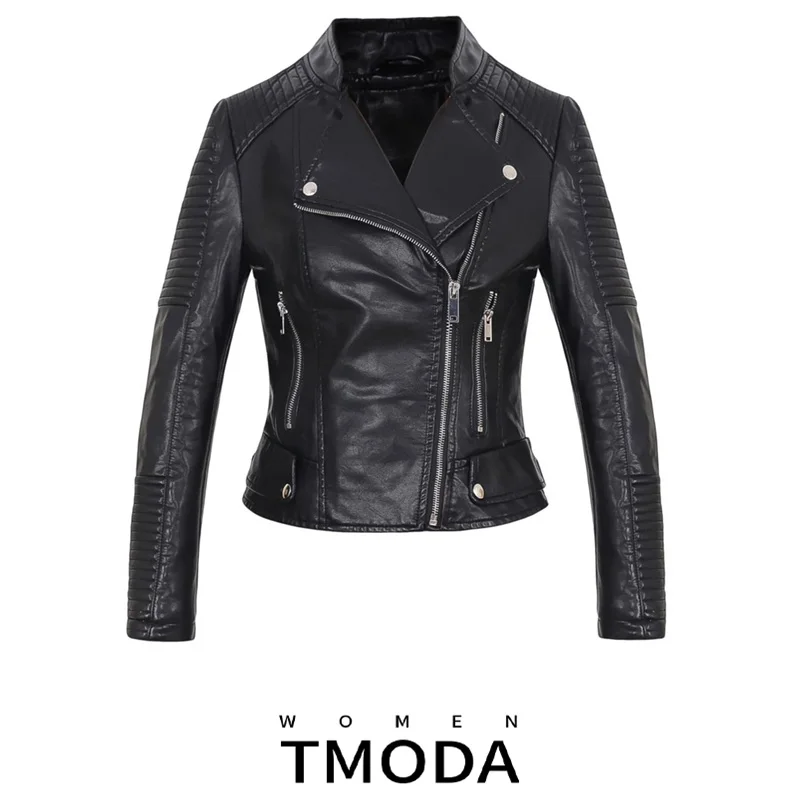 Куртка TMOD272 женская из мягкой искусственной кожи мотоциклетная верхняя одежда на