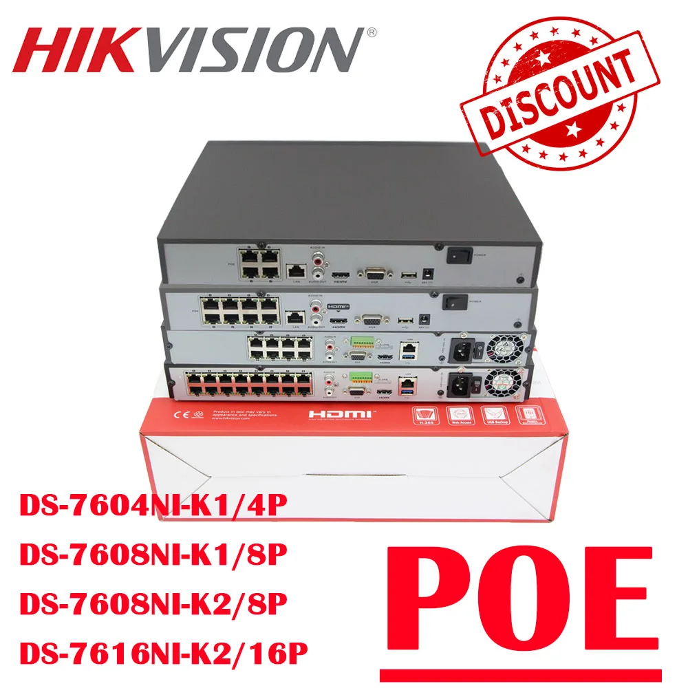 

Оригинальная версия Hikvision, английская версия, сетевой видеорегистратор, 4P Φ, 8P DS-7604NI-K1, 8P DS-7608NI-K1, 16P