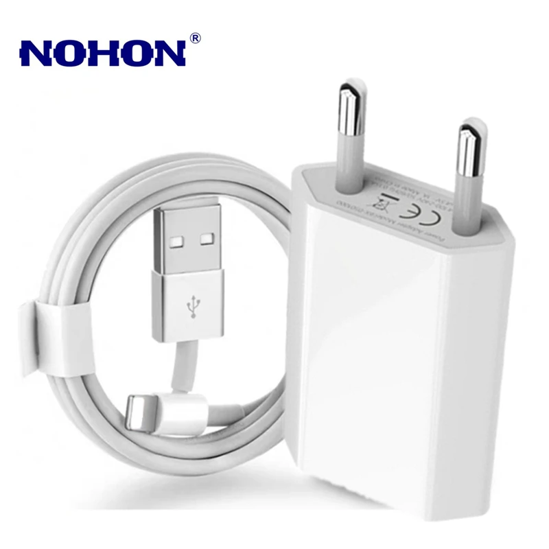 1m 2m 3M USB кабель для зарядки Сетевое зарядное устройство с евровилкой iPhone 8 7 6 6S Plus X