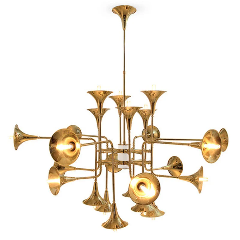 

Modern Nordic Stainless Steel Gold Trumpet Pendant Lamps Vintage Retro Horn botti Pendant Light For Living Room
