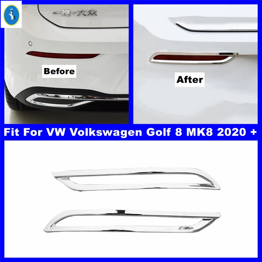 

Chrome Exterior Refit Kit Rear Bumper Fog Lights Foglight Lamps Decoration Cover Trim For VW Volkswagen Golf 8 MK8 2020 - 2022