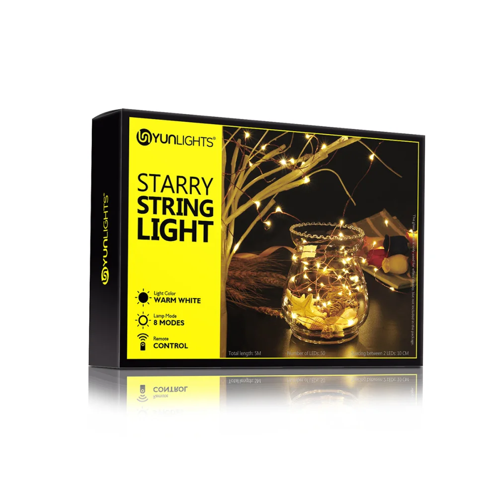 

5M 50 LED Starry String Lights Fairy String Lights Battery Powered Decorative String Lights with 8 Modes Remote Contro