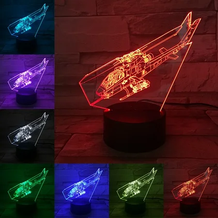 A VCity Вертолет серии 3D USB настольная лампа светильник Воздушный самолет Ночник подарок для детей мальчиков домашний Декор Спальни атмосферное освещение - Испускаемый цвет: A
