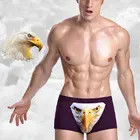 Хлопковые мужские трусы-боксеры, бесшовные трусы со средней талией и волком, длинное мягкое U-Выпуклое нижнее белье с рисунком животных