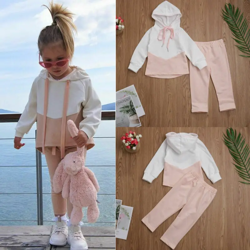 Одежда для маленьких девочек 2 предмета хлопковые свободные топы с капюшоном и