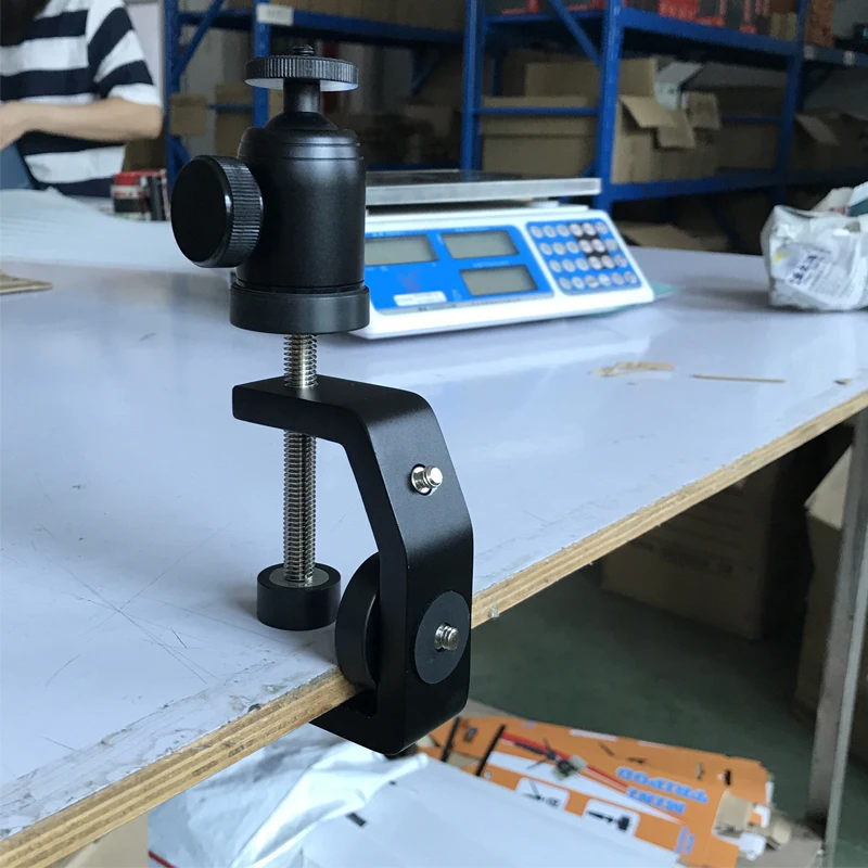 

Desktop universal multifunctional C type camera screw clamp 360 degree mini ball head 1/4 inch flash accessory light stand