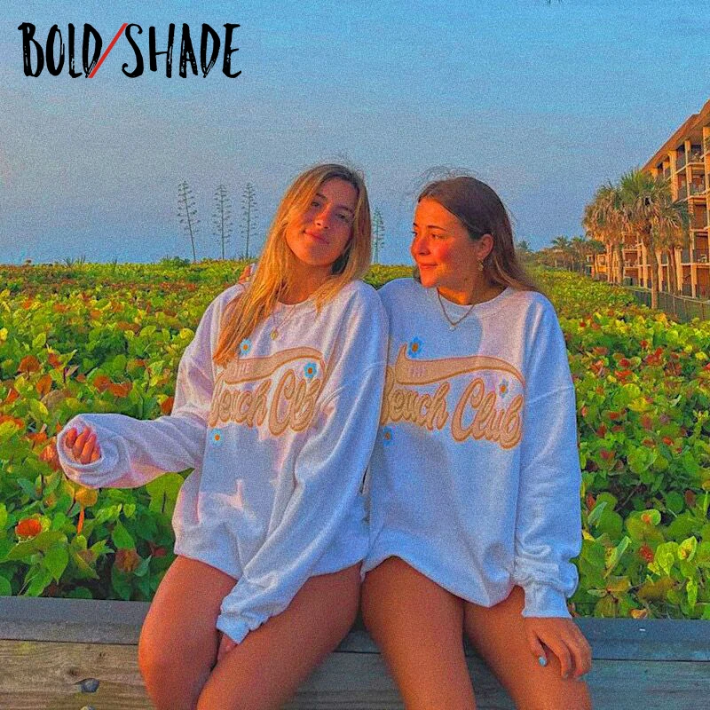 

Bold Shade Oversize Friends Y2K Sweatshirt Letter Print Crewneck Women Indie 90s Style Hoodies Women Streetwear Fall Sweatshirts