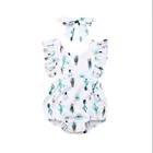 Комбинезон для новорожденных девочек 0-24 мес., комбинезон с оборками и принтом кактуса, летние костюмы, детская одежда