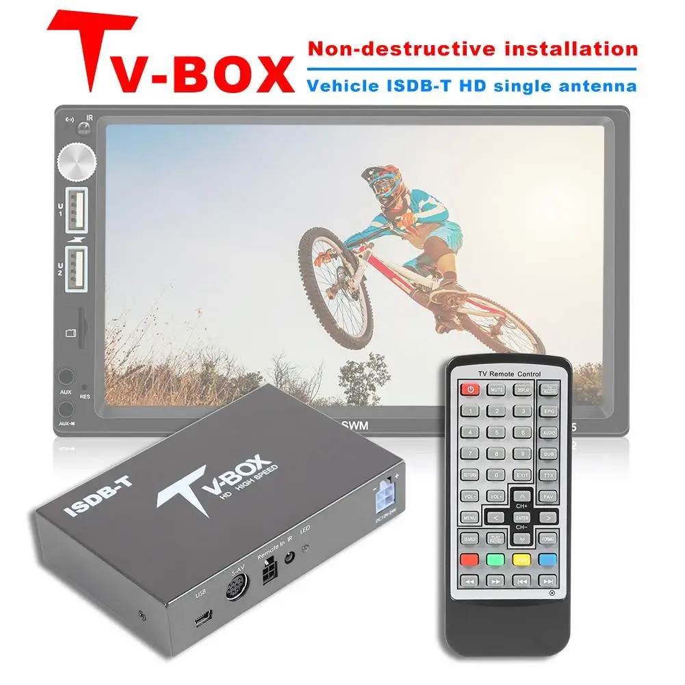 

T518 Double Antenna ISDB-T Car HDTV Tuner Digital TV Receiver Numerical Control Dual Antenna RF Input for Japan Chile