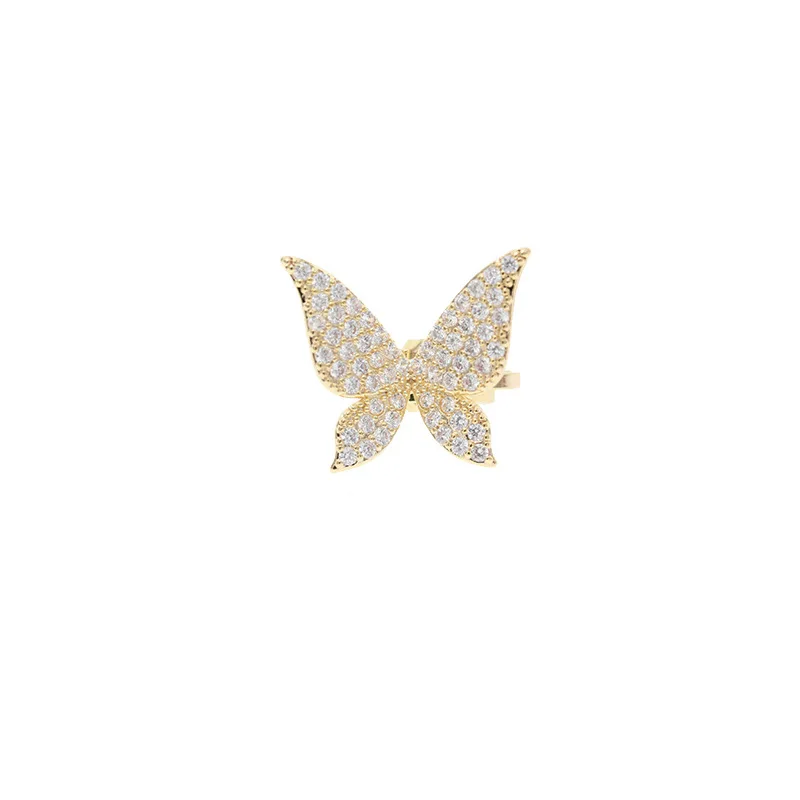 

LIWO Korean Clip On Earcuff Butterfly Girl Clip Earrings No Hole Fake Non Piercing Cartilage Ear Clips for Women Zircon Jewelry