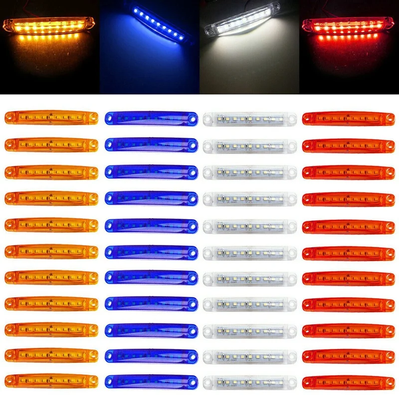 

NEW-40X Red/Amber/White/Blue Sealed 9 Led Side Marker Light for Truck Trailer Lorry