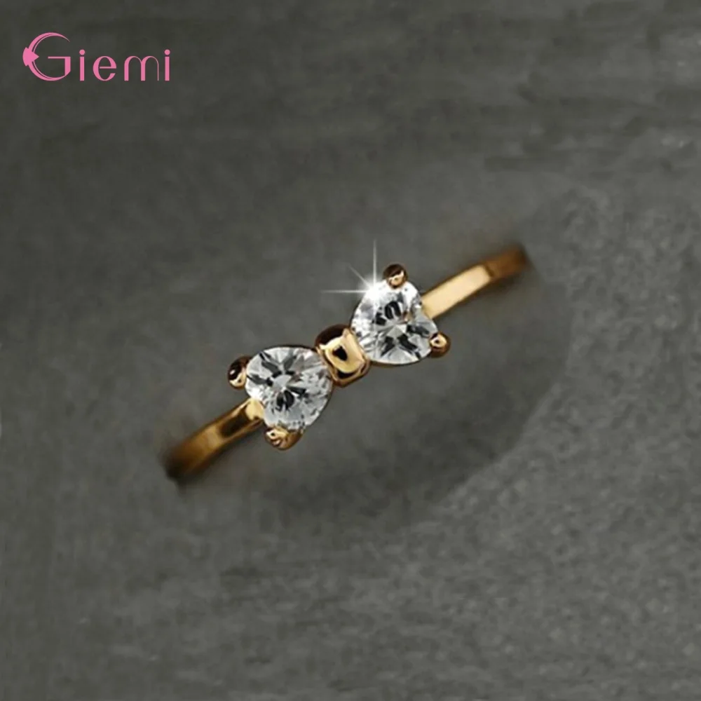 

Wholesale Original 925 Sterling Silver Charms Beautiful Love Heart Knot Gold Color Rings For Women Wife Mom Fashion Jewelry Gift