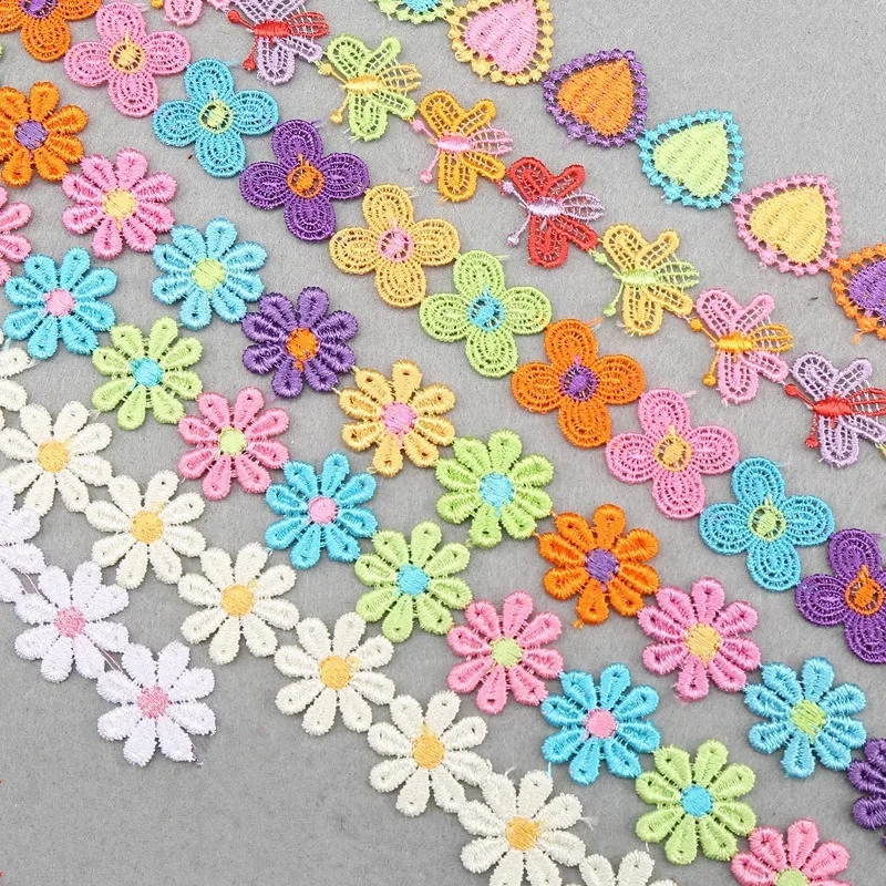 2 м цветная бабочка цветок вышитая кружевная отделка ткань жаккардовая