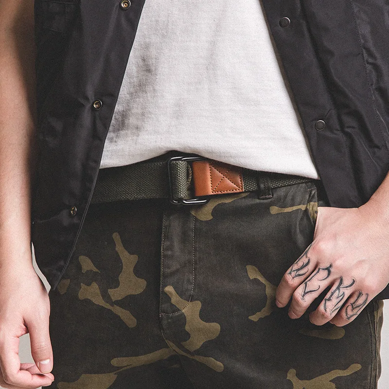 Мужской винтажный парусиновый тактический ремень Maden с двойным D-образным